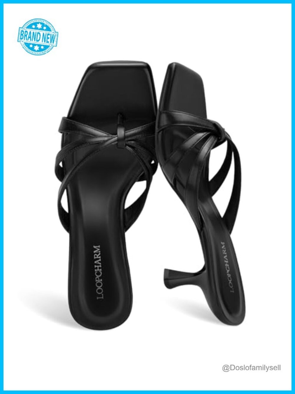 Women's Strappy Kitten Heel Flip Flop Sandals with Square Toe